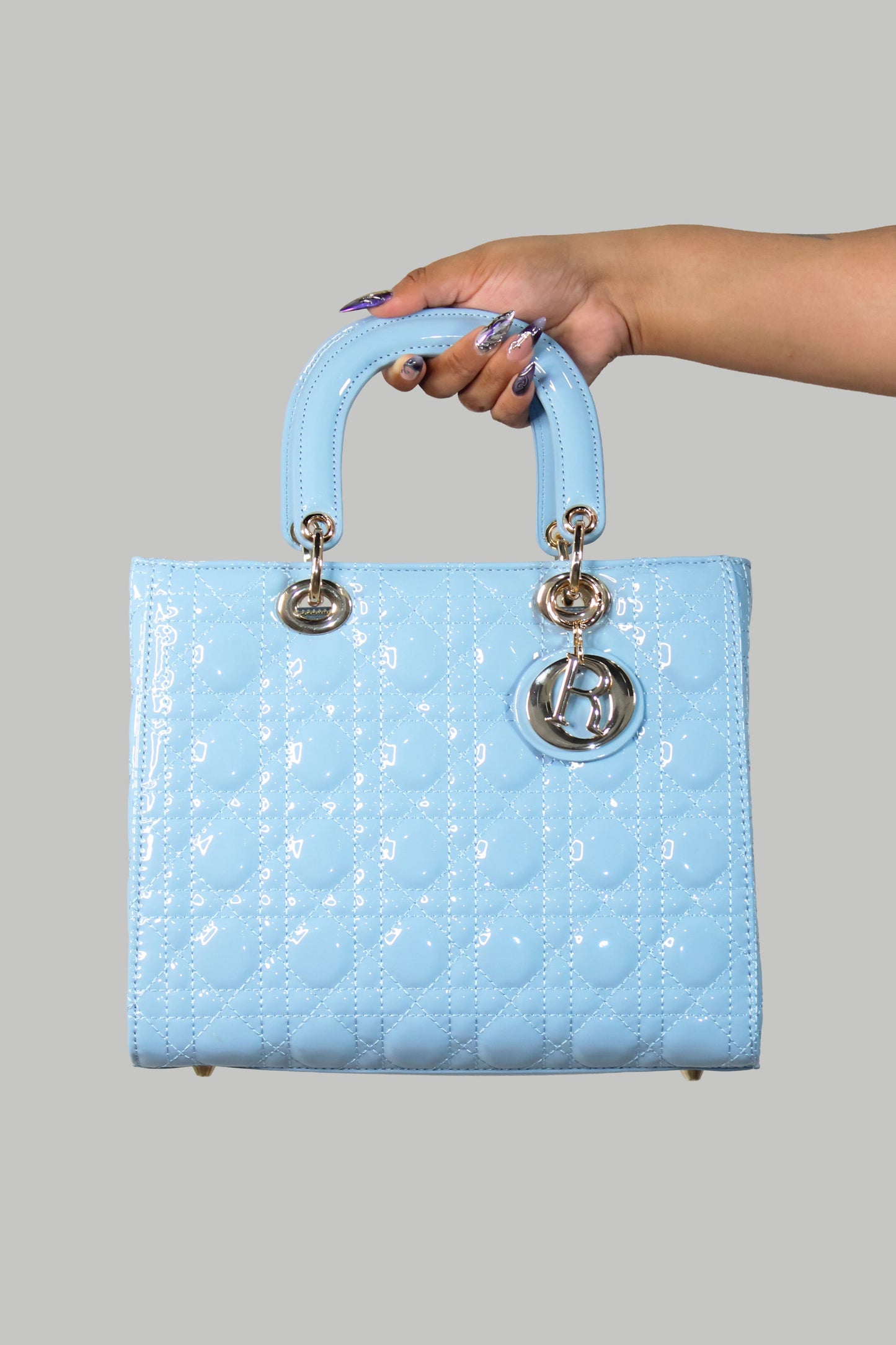 Initial "R" Quilted Handbag & Wallet Set