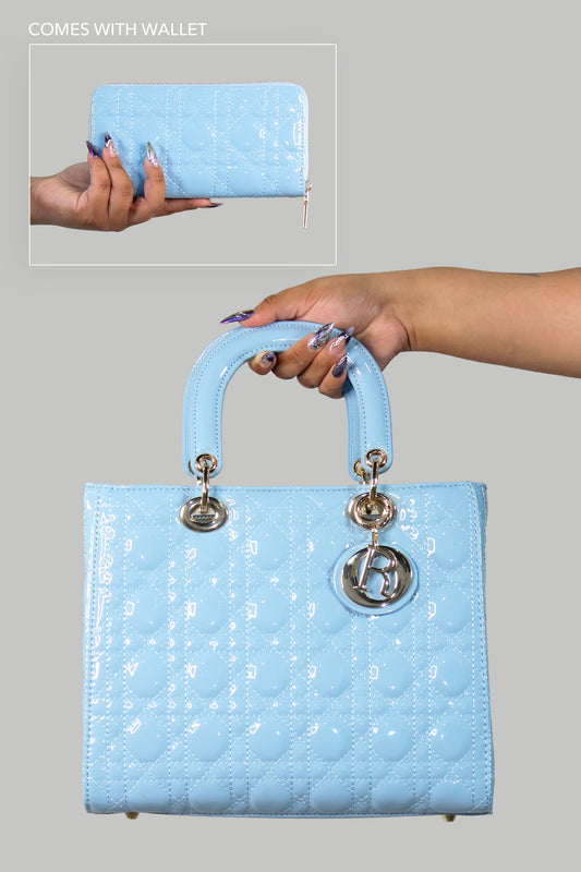 Initial "R" Quilted Handbag & Wallet Set