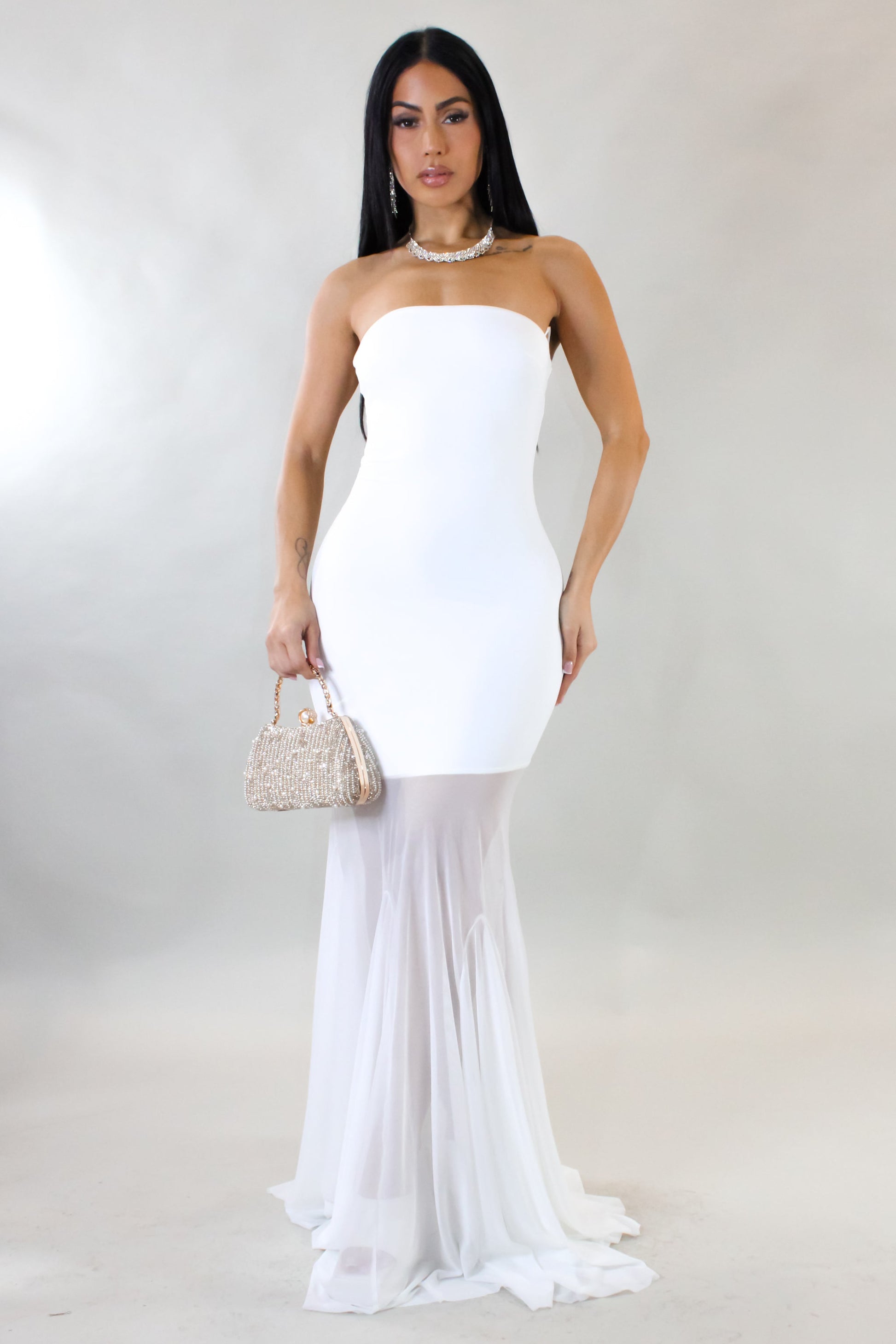 maxi dress with tail Glamrae Elegant Luxury Embroidered Sequin Lace & Satin Patchwork Maxi Dress, High Slit Fish Tail Gown For Wedding Guest,Party,Formal Evening & Nightclub