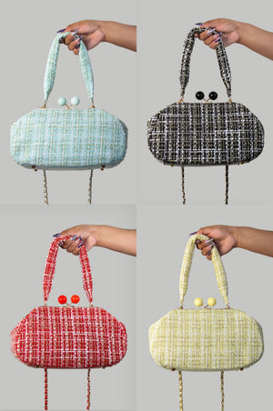 Tweed Kiss Lock Crossbody Bag