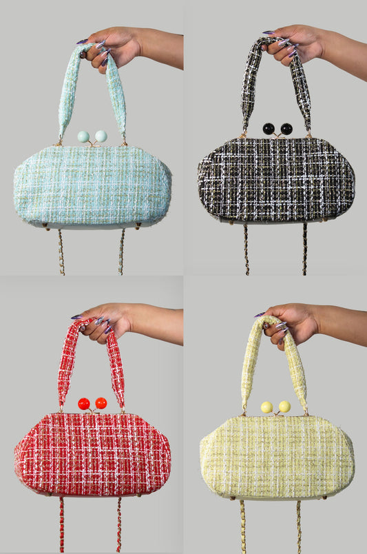 Tweed Kiss Lock Crossbody Bag