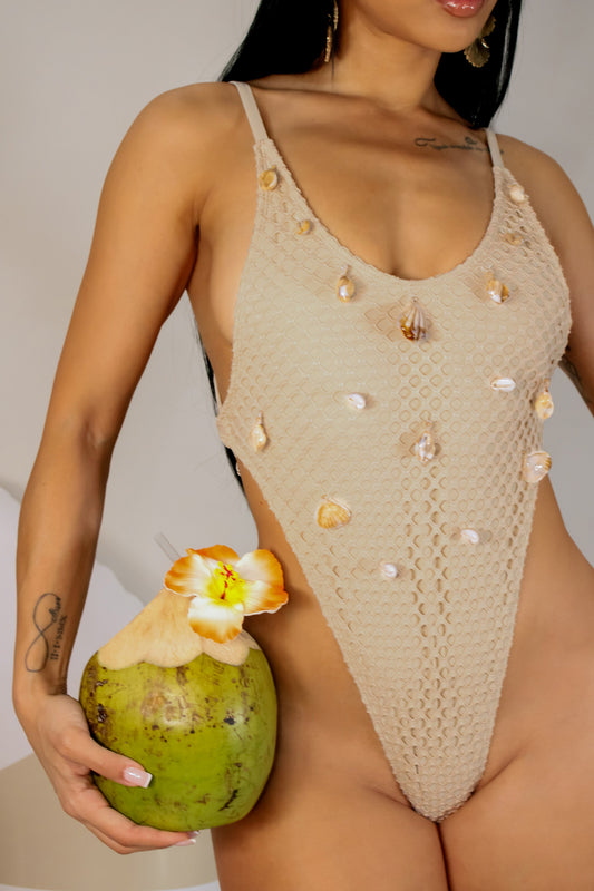 Shell Encounters One Piece Swimwear- Cream