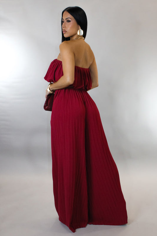 Taking Control Pleated Pants Set- Red