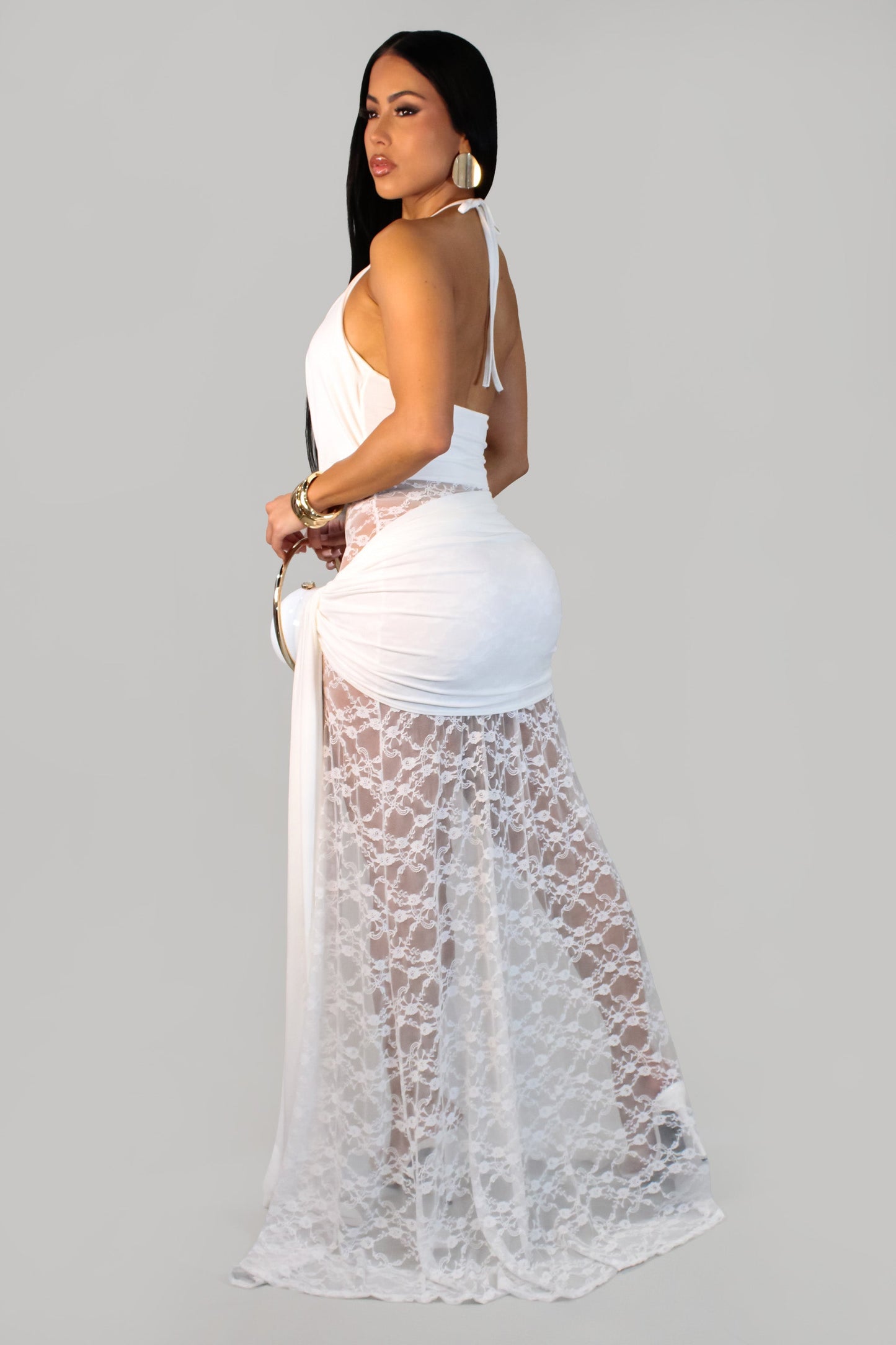 Dreams of Jupiter Part Lace Dress- White