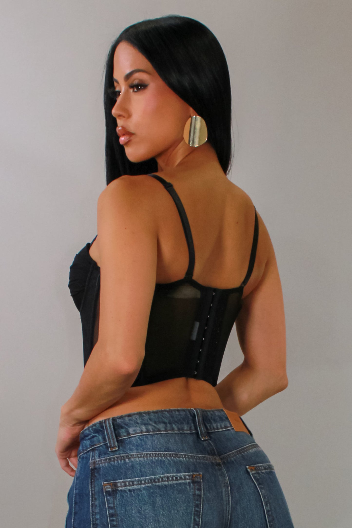 Corset Cropped Top- Black