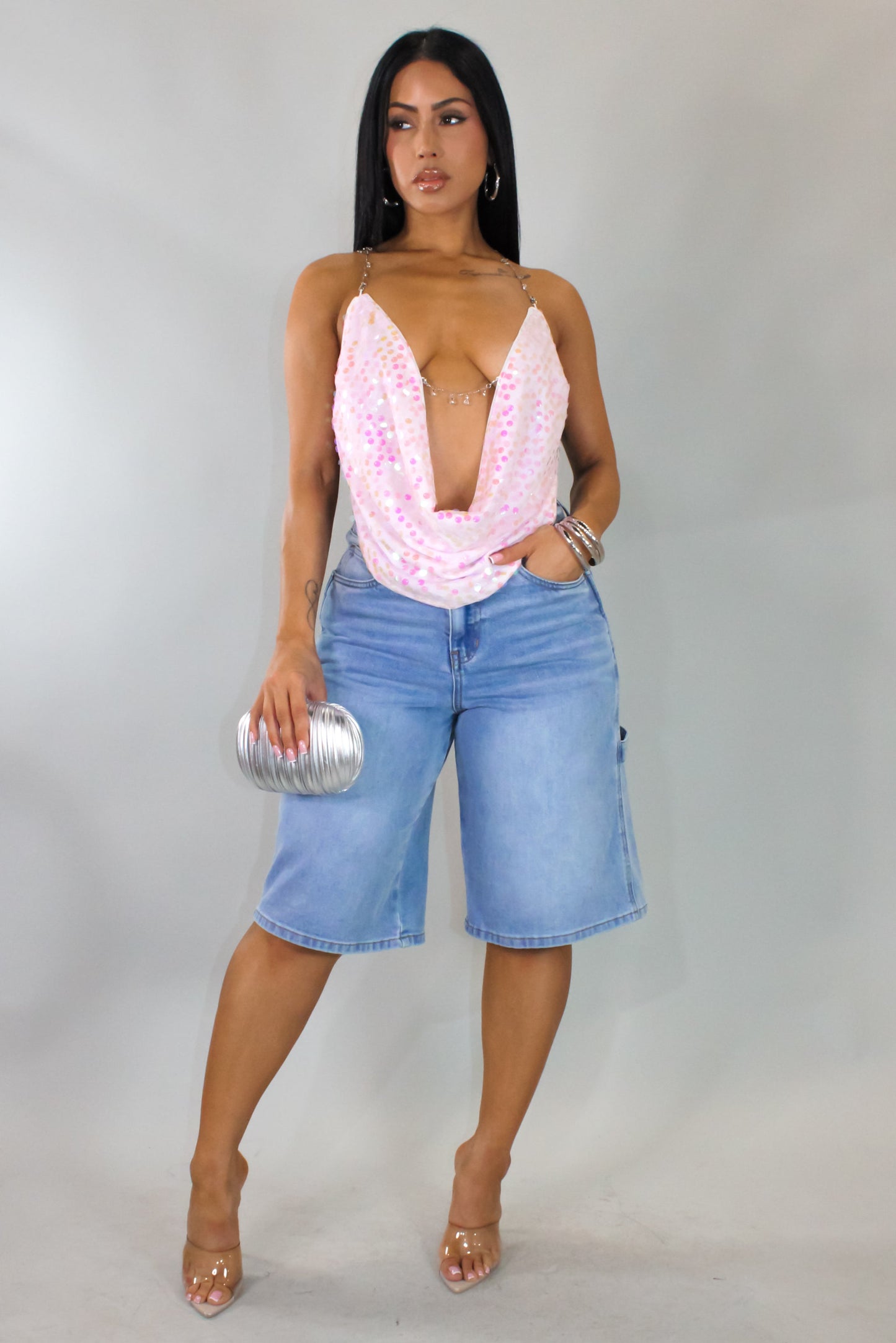 Bermuda Jean Shorts- Light Wash