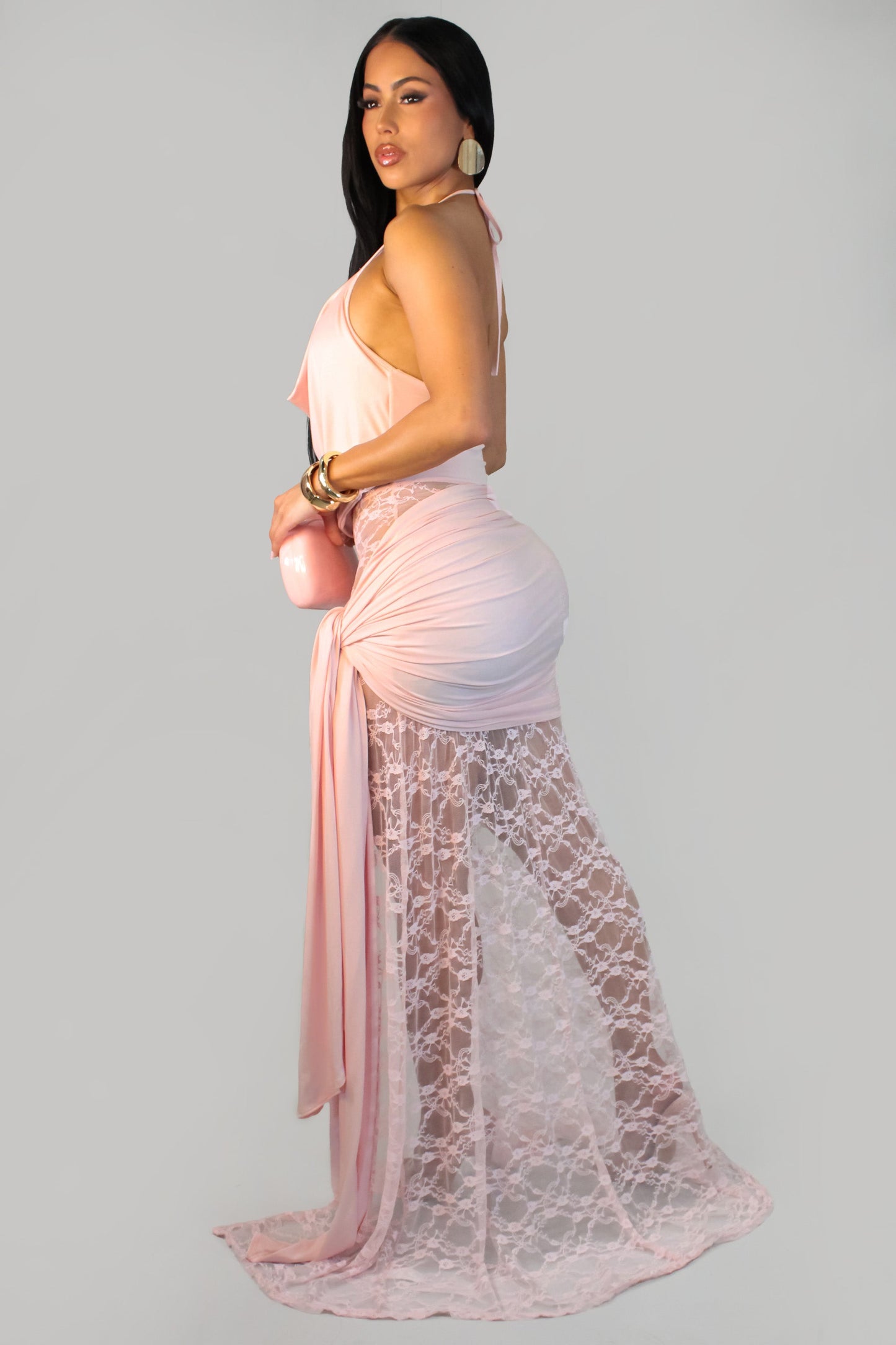 Dreams of Jupiter Part Lace Dress- Pink