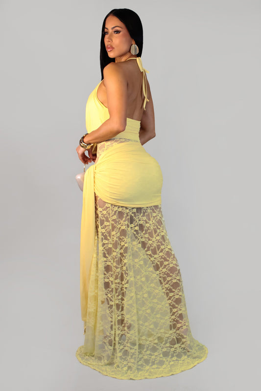 Dreams of Jupiter Part Lace Dress- Yellow