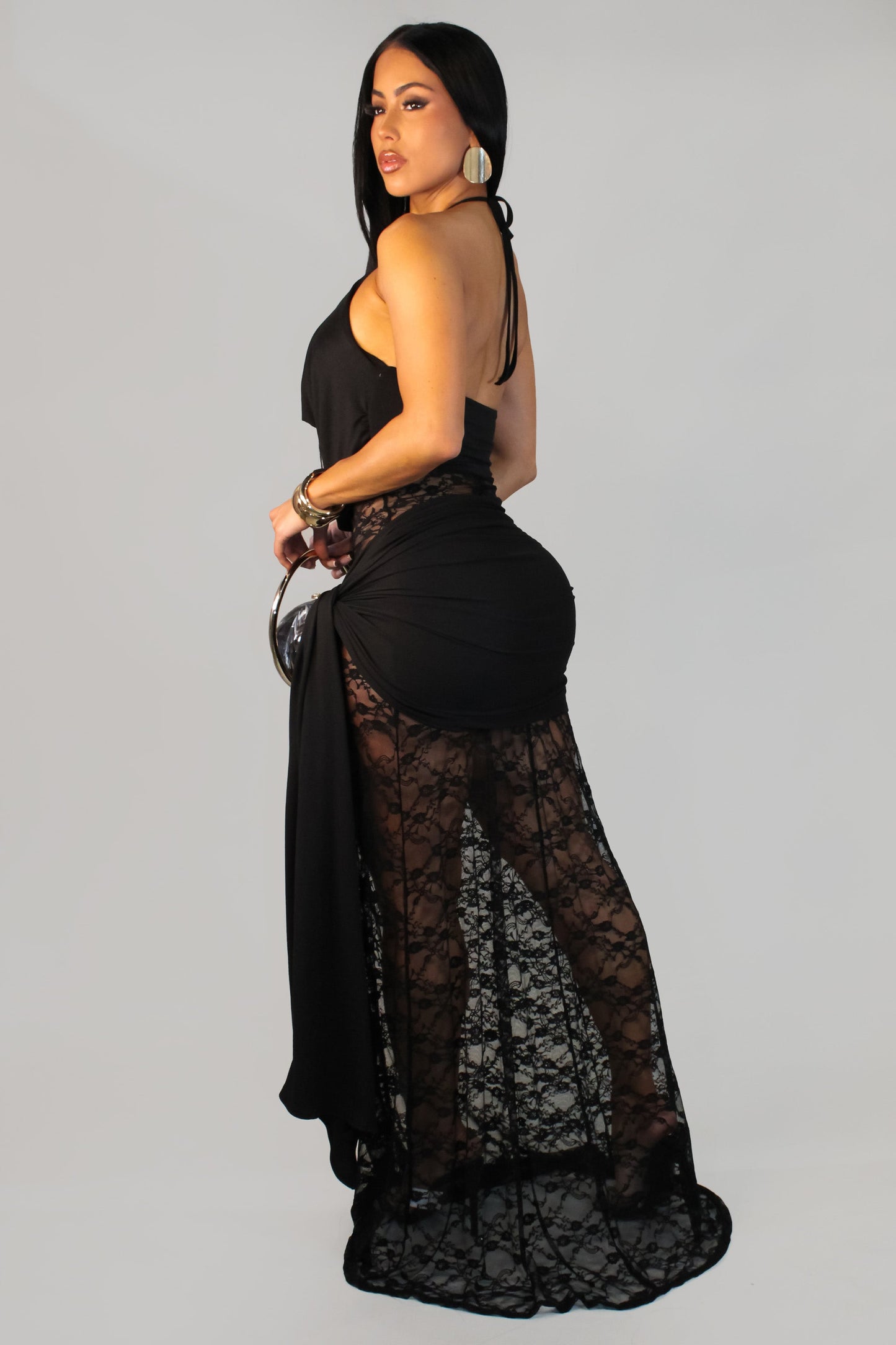 Dreams of Jupiter Part Lace Dress- Black