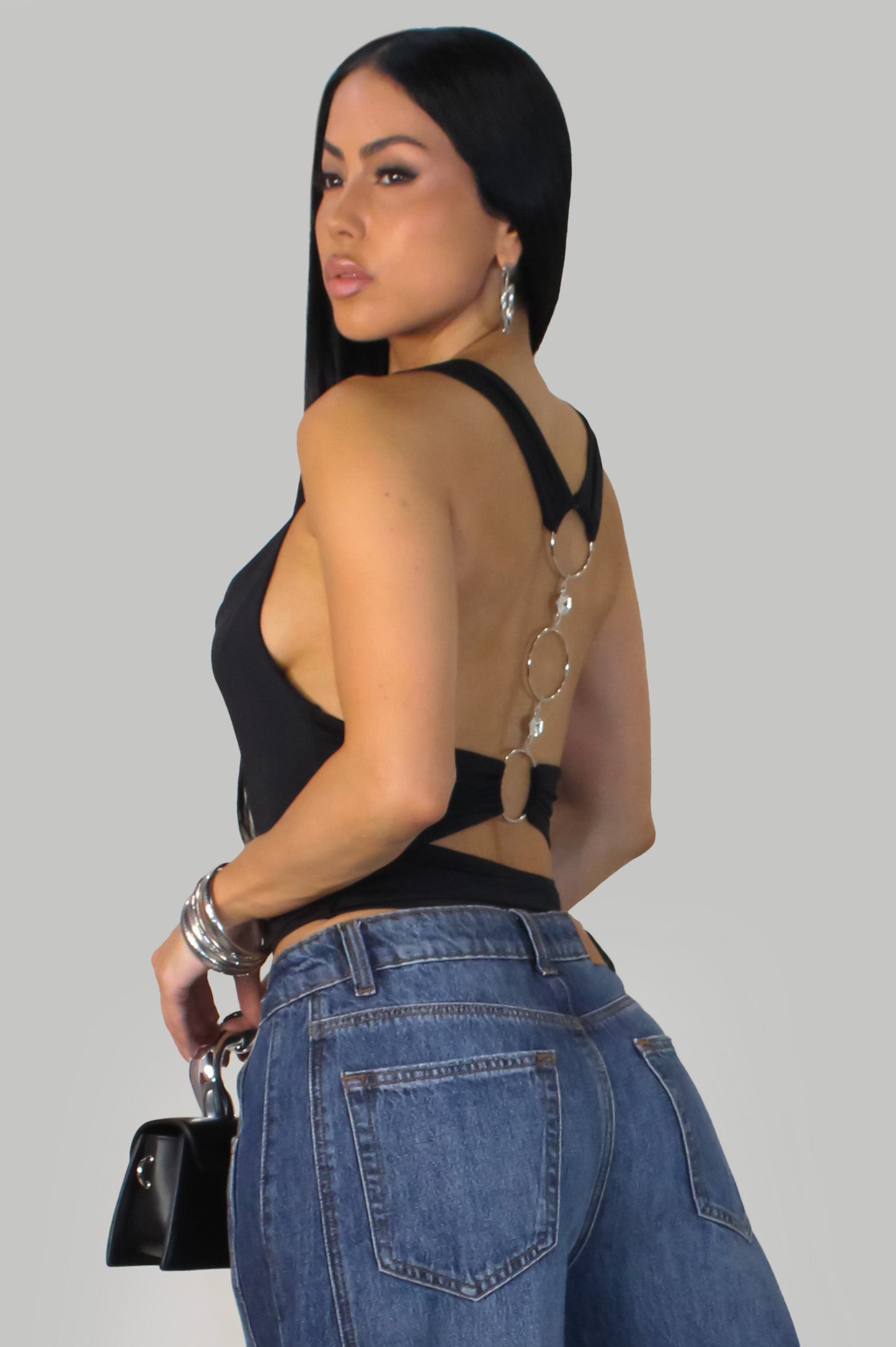 Get On My Chain Top- Black