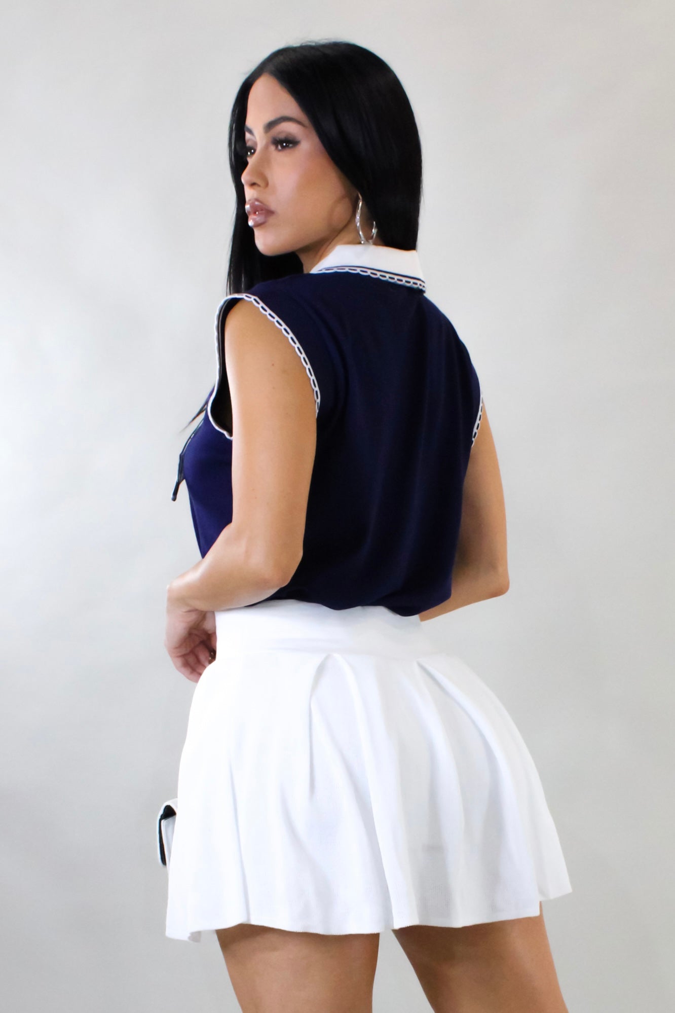 Handkerchief Tied Top- Navy Blue