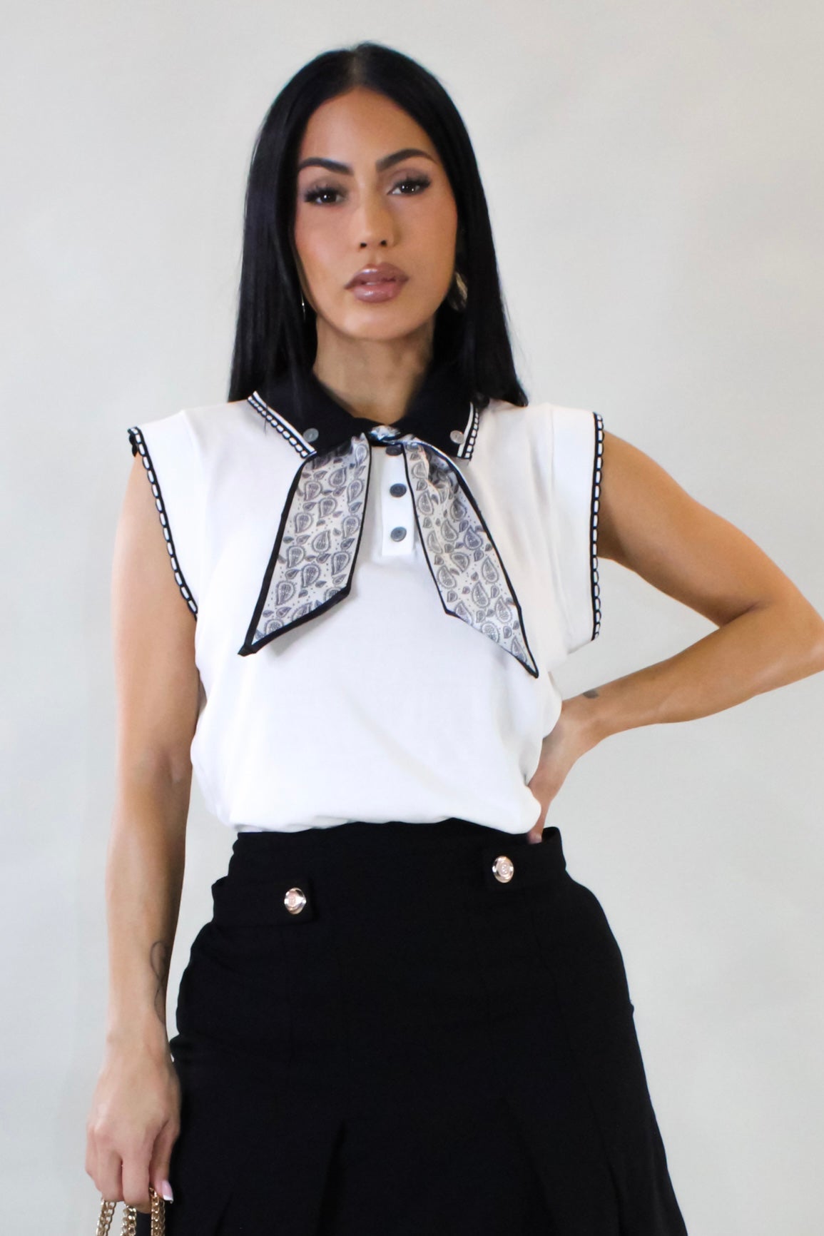 Handkerchief Tied Top- White