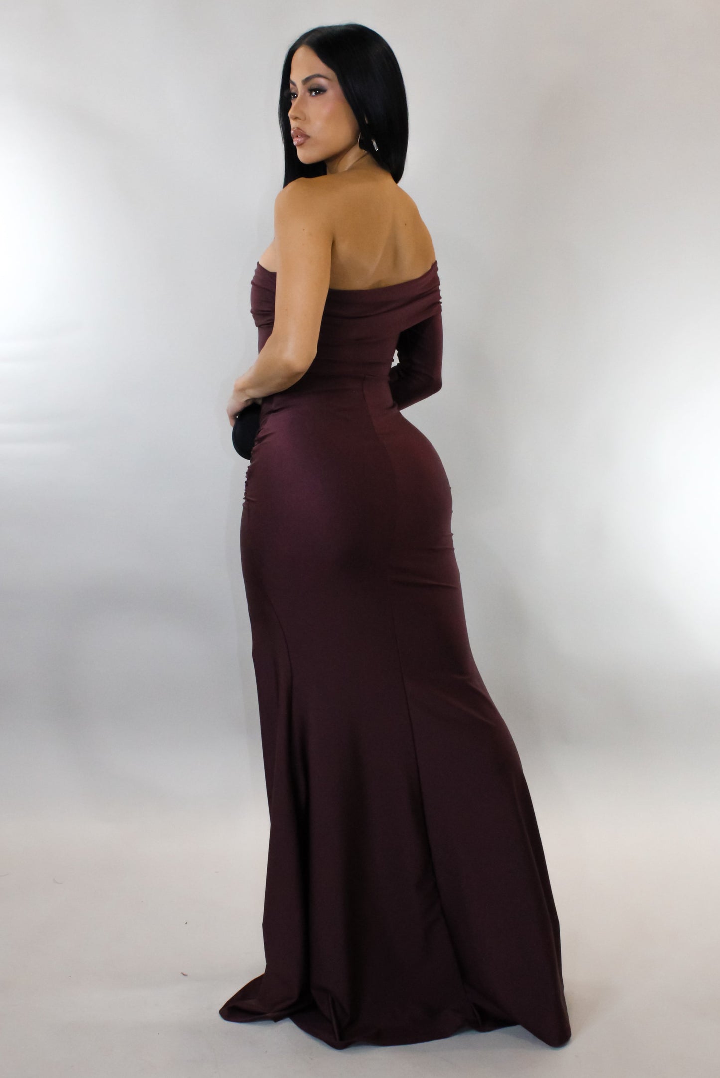 Mermaid Flare Slit Maxi Dress-Red