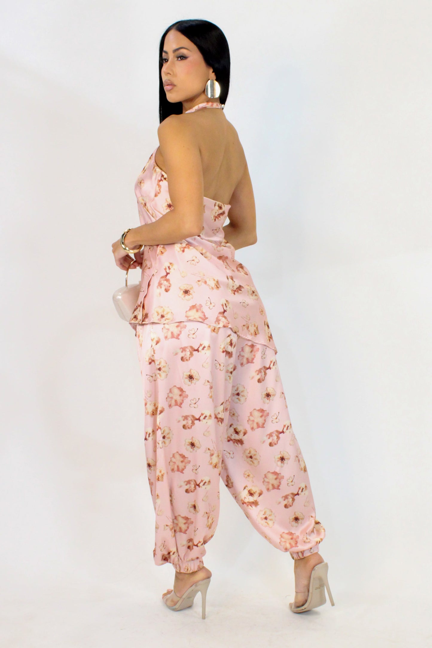 Flower Blossom Pants Set- Pink