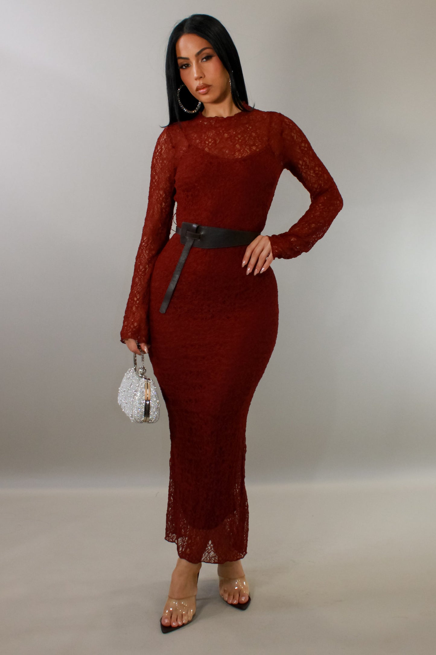 Lace on Me Midi Dress- Red