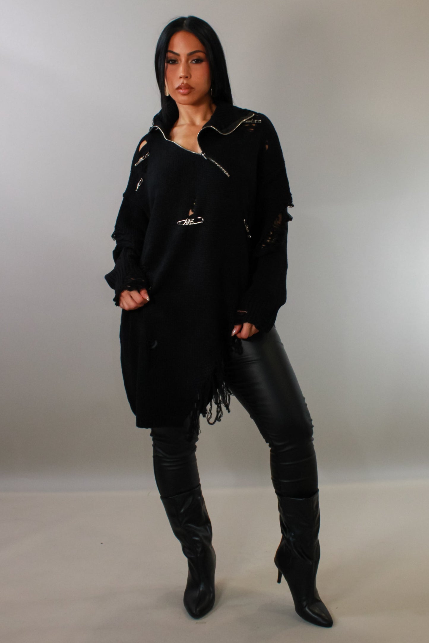 The Not So Basic Distressed Sweater - Black