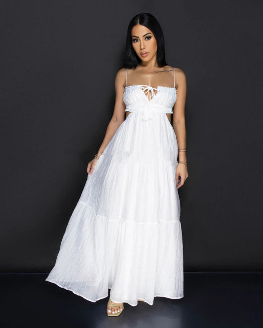 White Tiered Ruffled Maxi Dress
