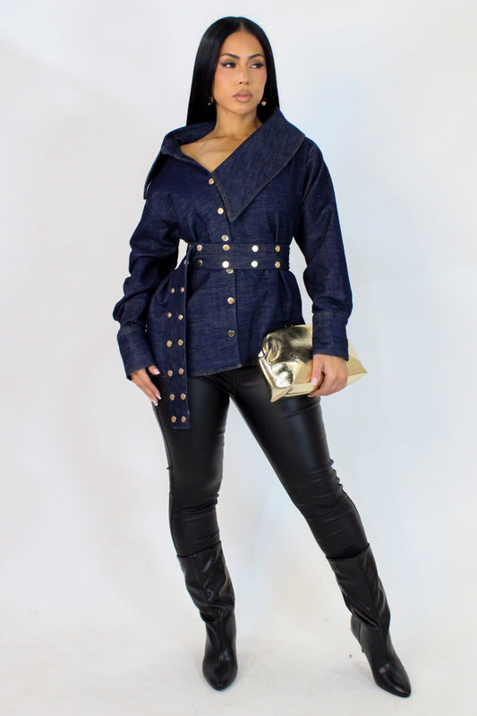 Juliet Belted Denim Top
