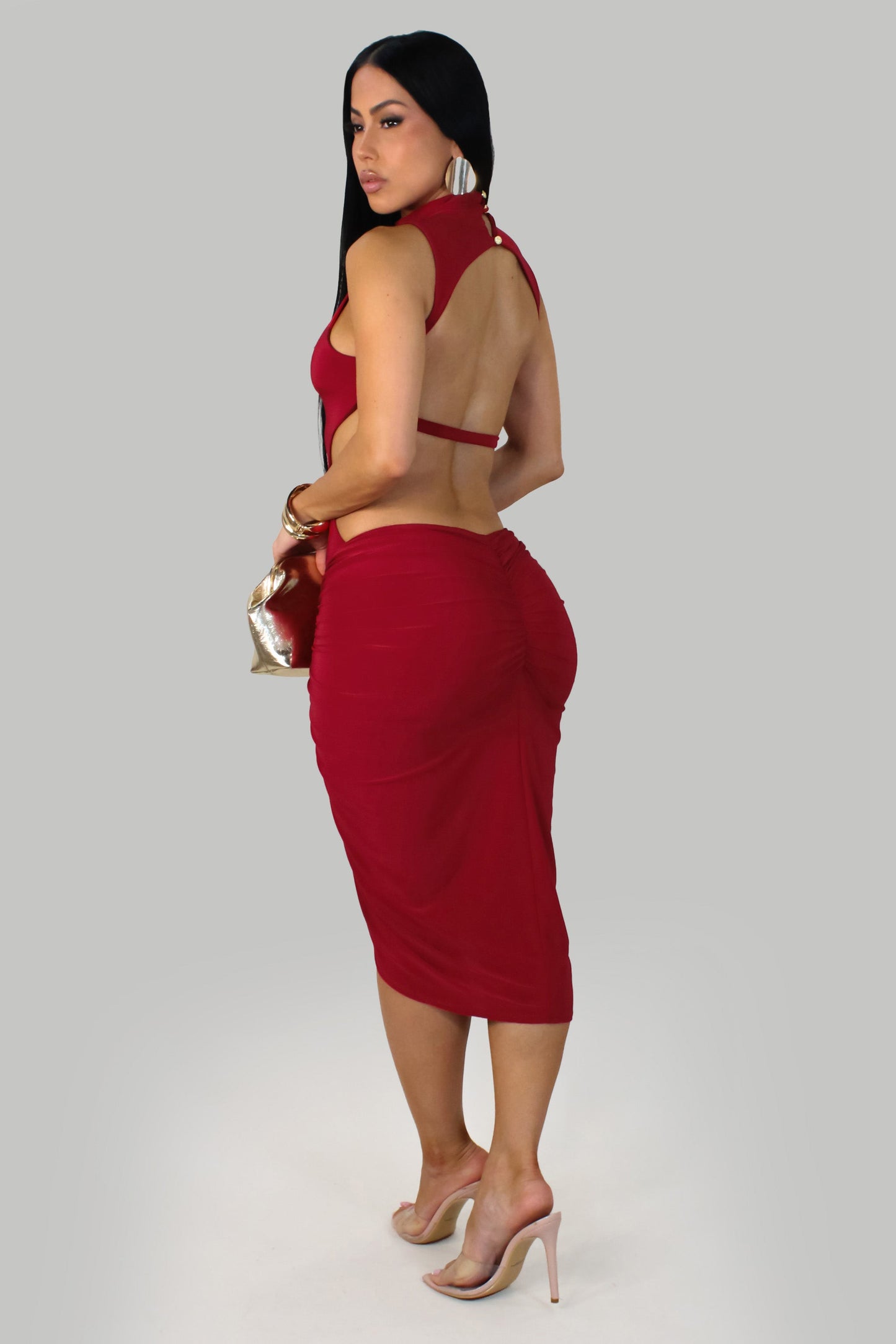 If you Got Back! Midi Dress- Red