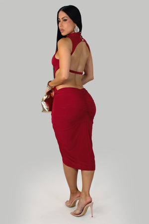 If you Got Back! Midi Dress- Red