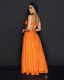 Orange Tiered Ruffled Maxi Dress