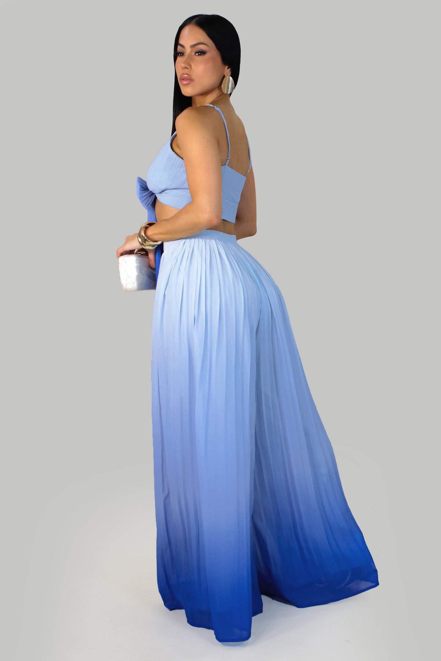 Mykonos Ombre Pleated Pants Set- Blue