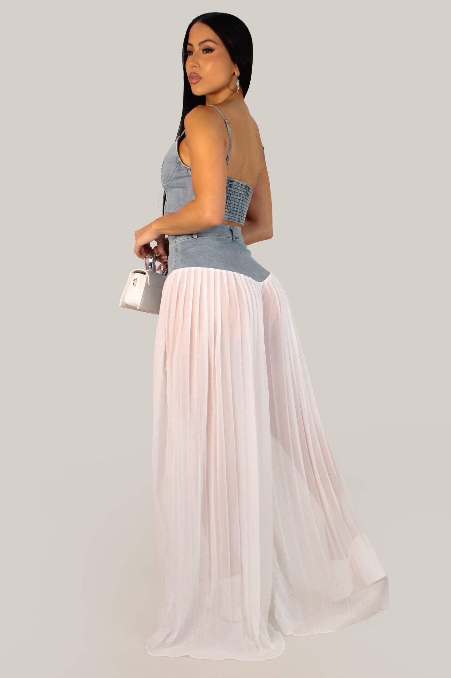 Sheer Pleated Pants Set #2