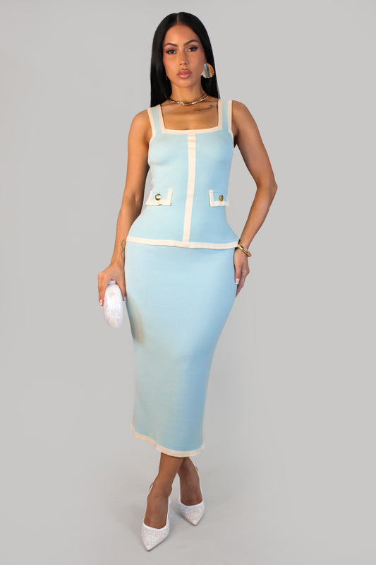 Brunch Mellow Skirt Set- Aqua