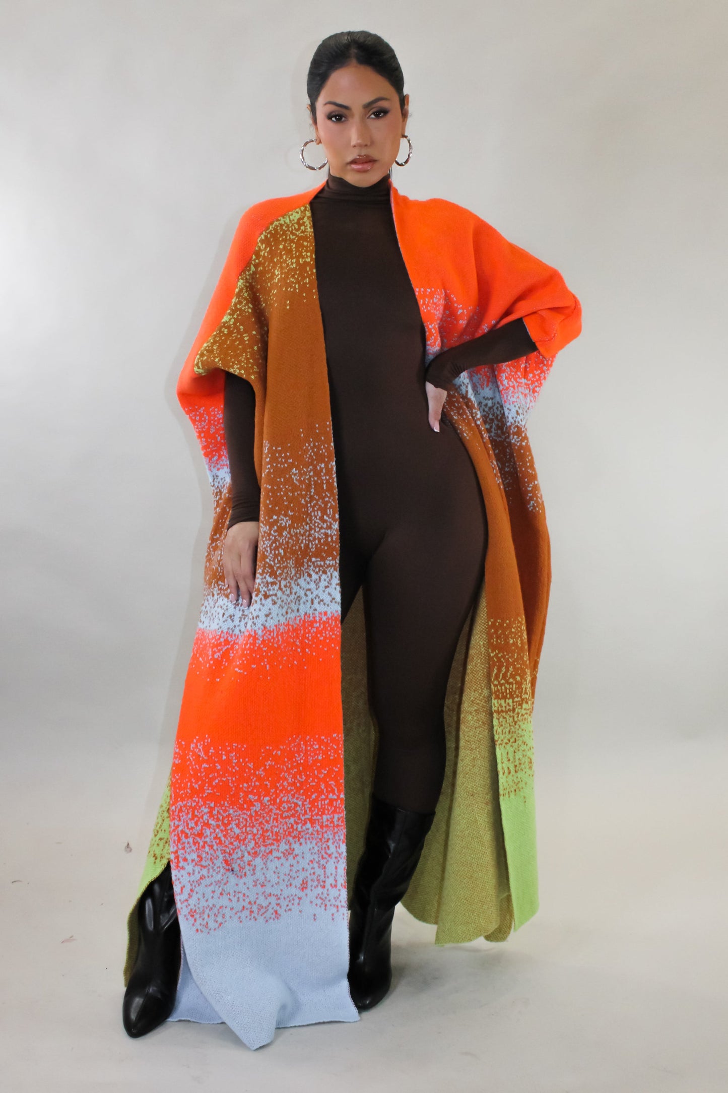 Ms. Sophisticated Cardigan- Orange/Multi