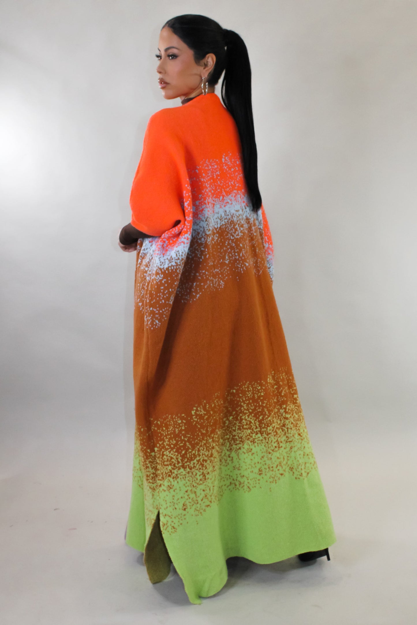 Ms. Sophisticated Cardigan- Orange/Multi