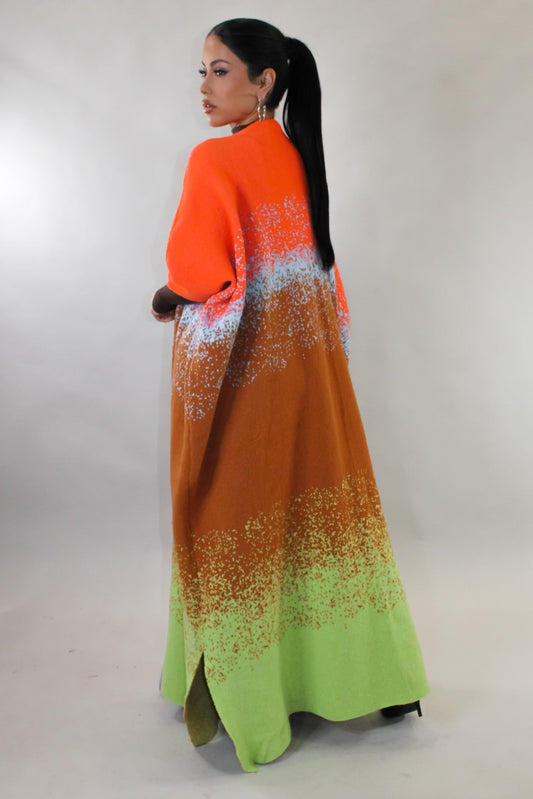 Ms. Sophisticated Cardigan- Orange/Multi