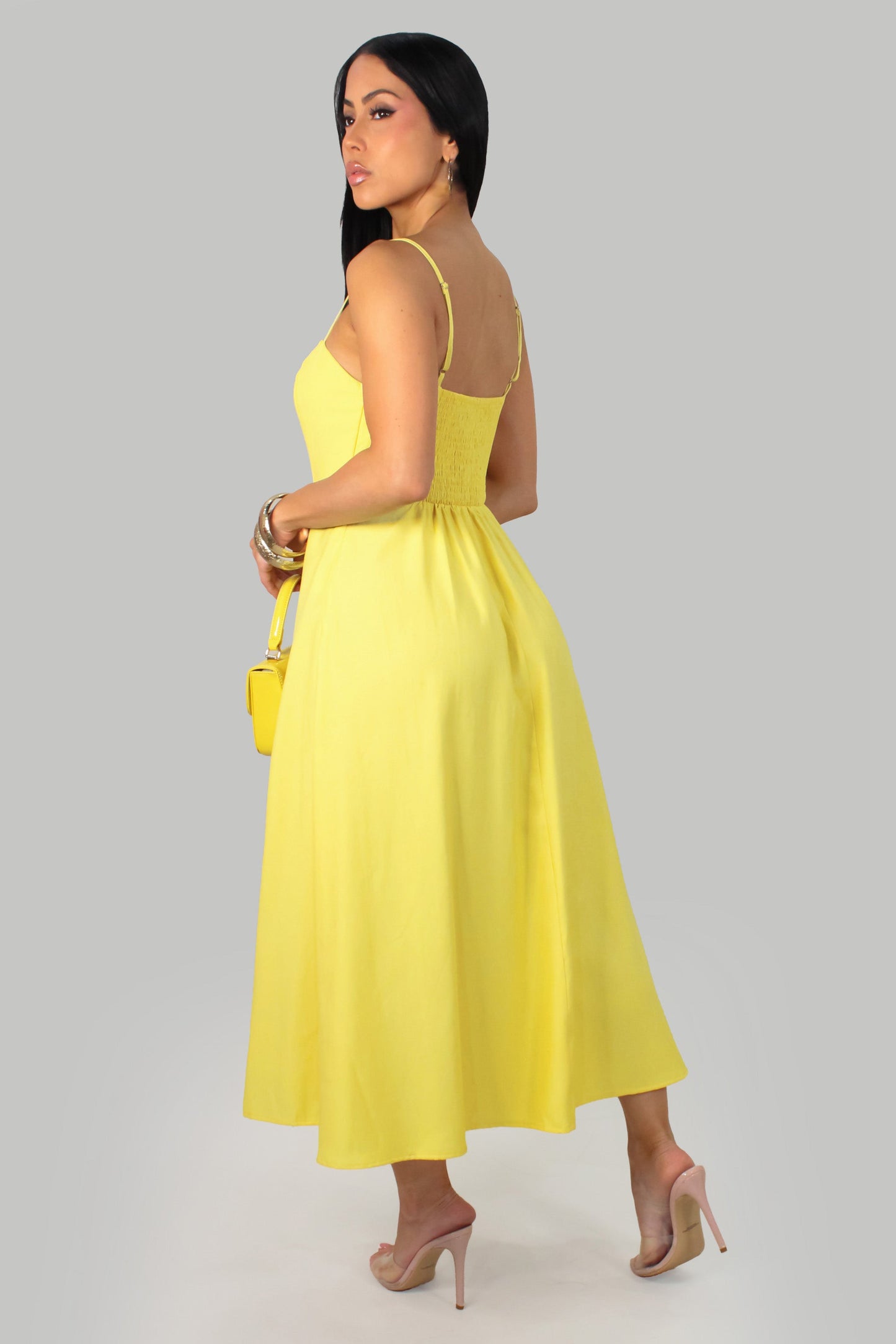 Veracruz Slit Dress- Yellow