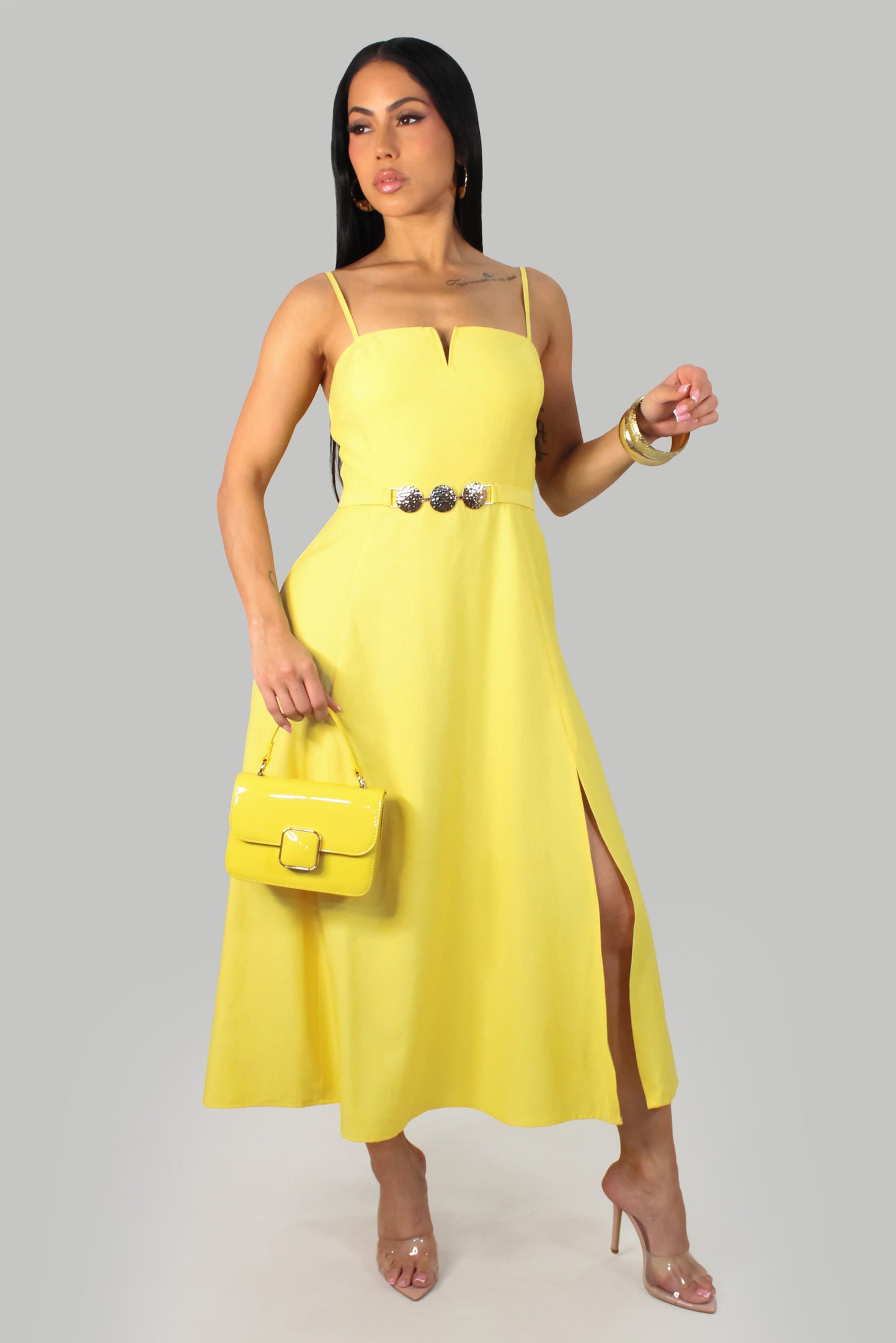 Veracruz Slit Dress- Yellow