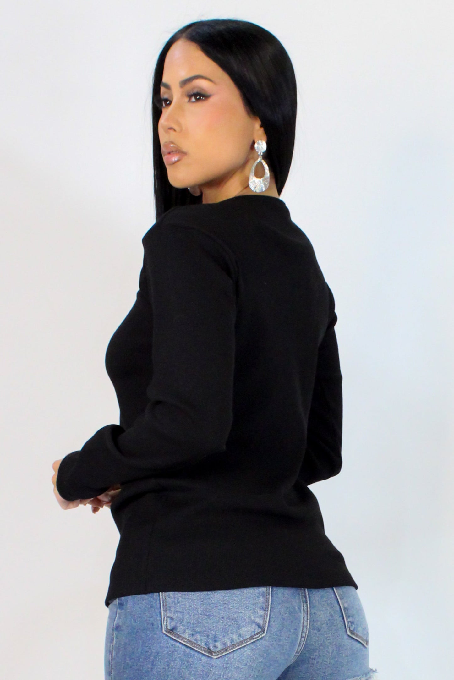 Centerfold Pearl Top- Black