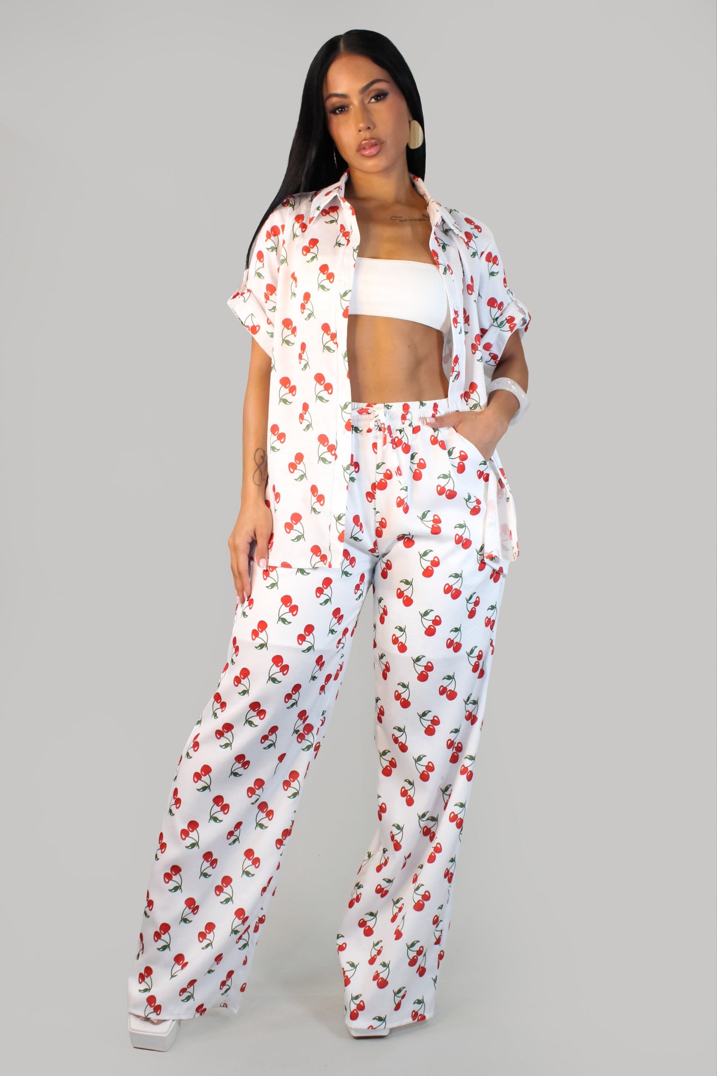 Cherry Print Pants Set