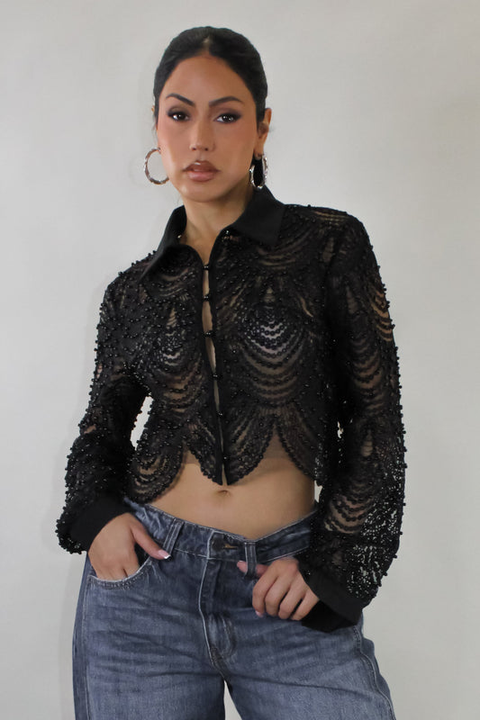 City of Angels Sequin Blouse- Black