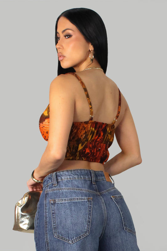 Feline Bustier Top- Rust/Multi