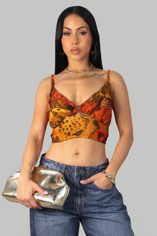 Feline Bustier Top- Rust/Multi