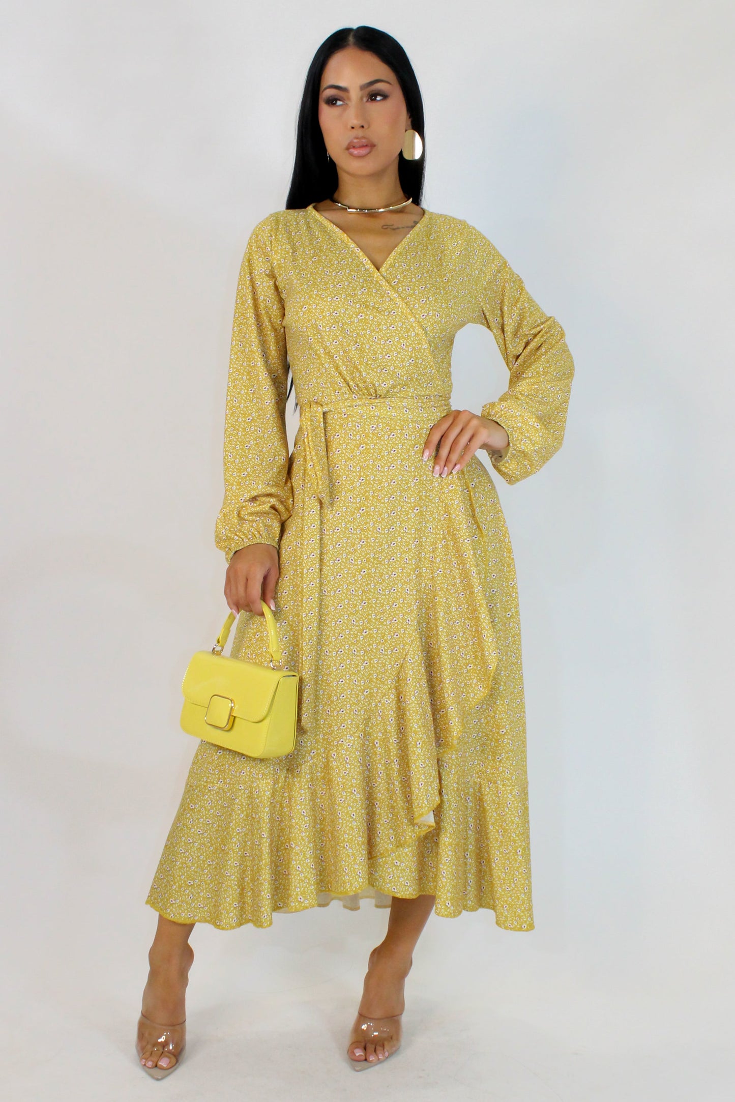 Ms. Daisy Yellow Print Maxi Dress