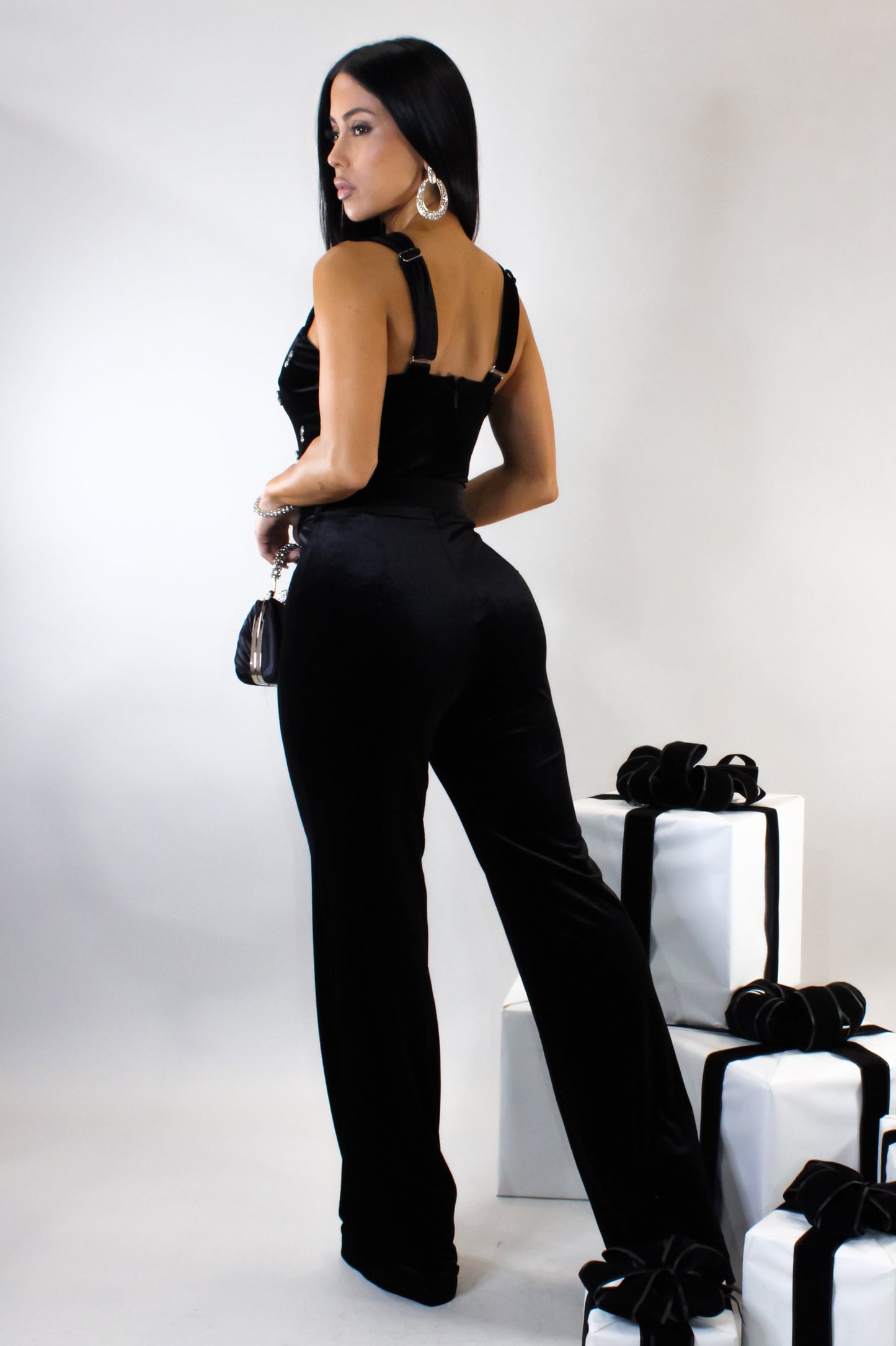 Feeling Velvet Jumpsuit- Black