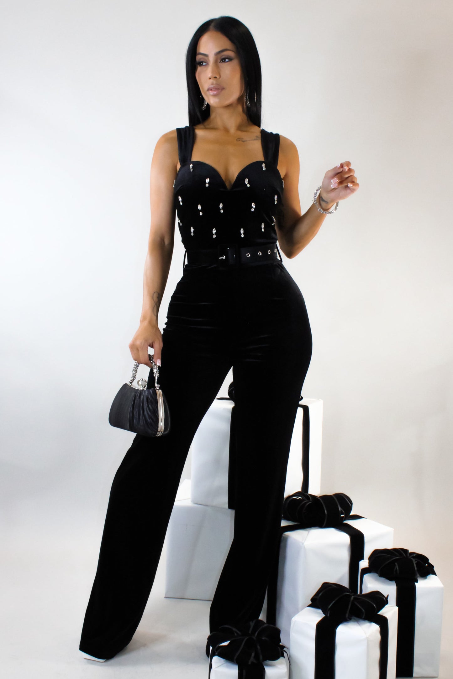 Feeling Velvet Jumpsuit- Black
