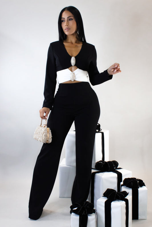 Dinner in Rome Pants Set- Black