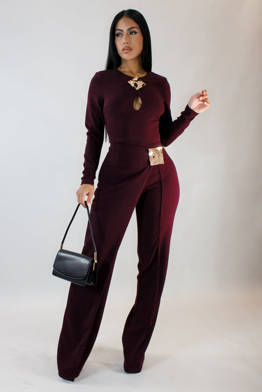 Cheers to You Jumpsuit- Burgundy
