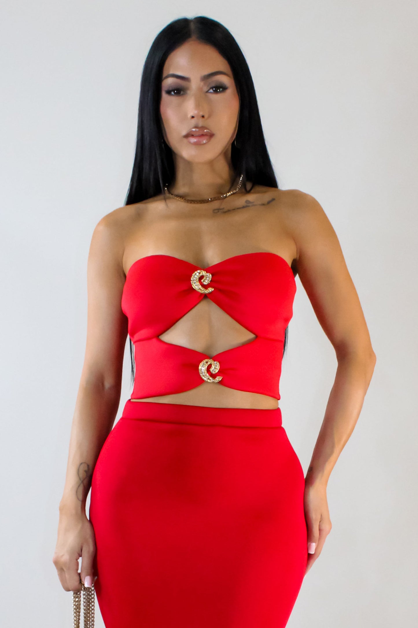 In Between Cropped Top-Red