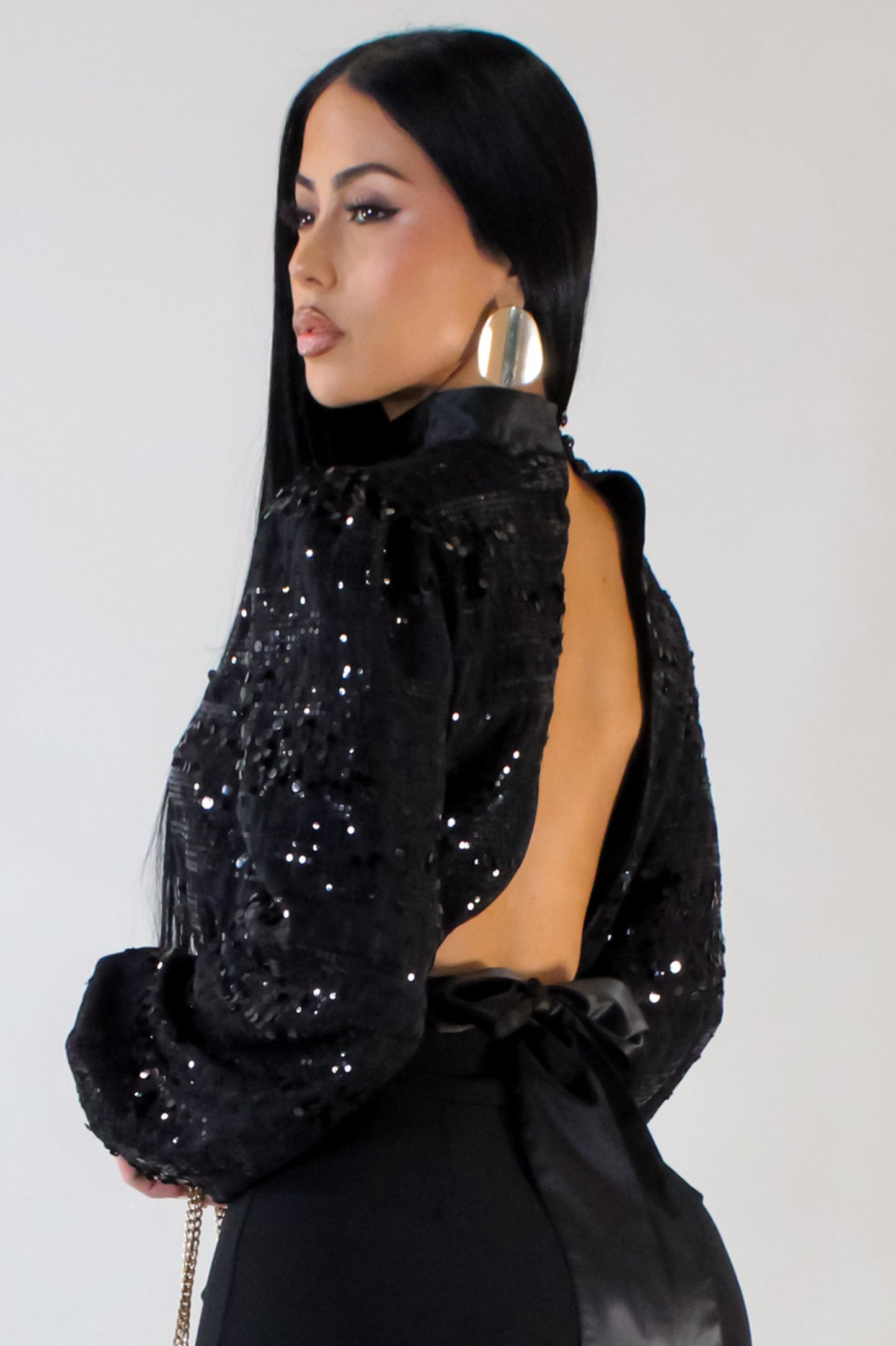 Dazzle Me Sequin Top- Black