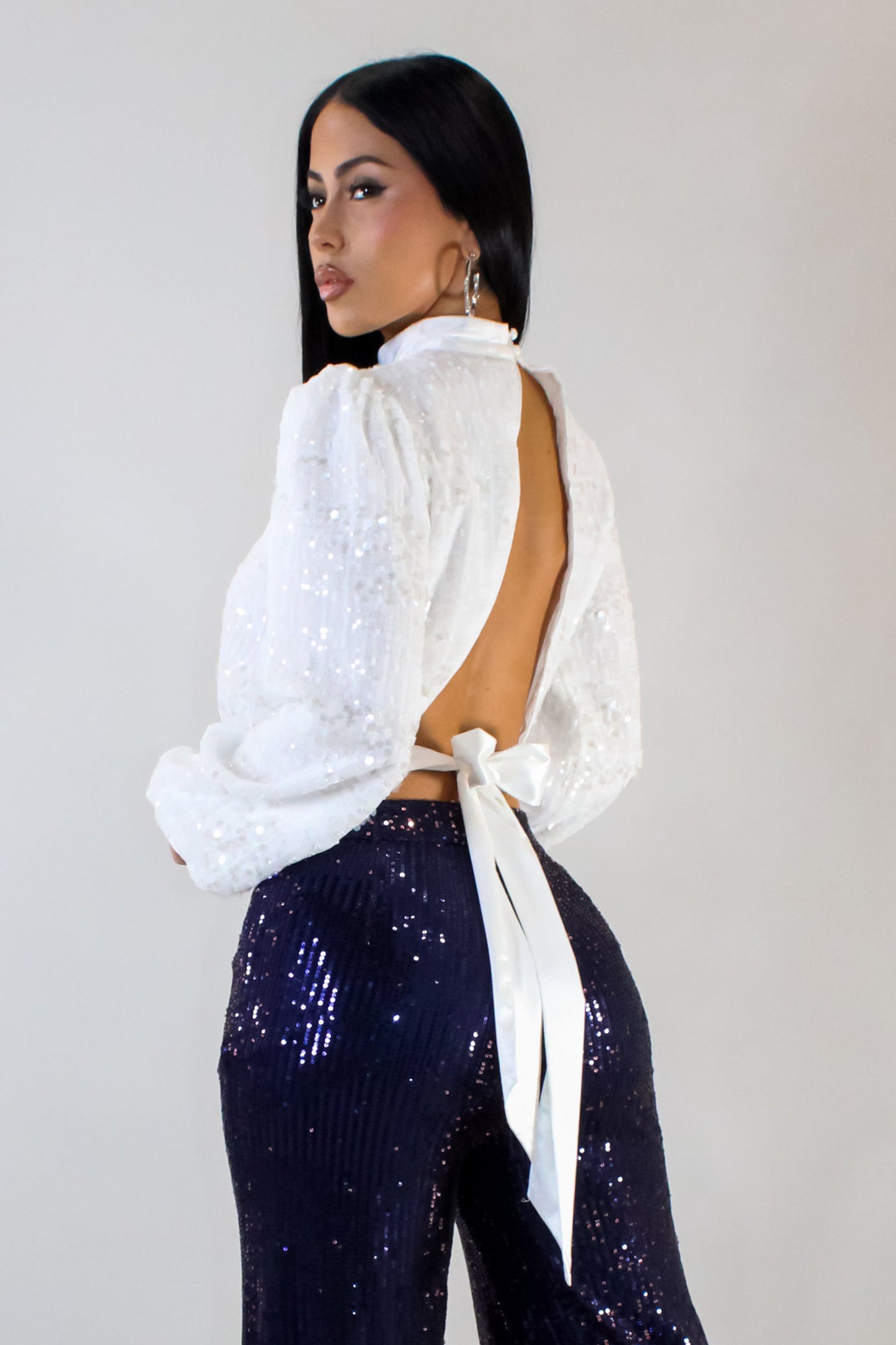 Dazzle Me Sequin Top- White