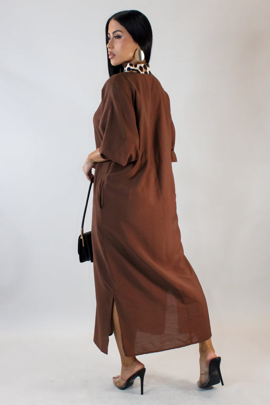 Keeping it Simple Loose Dress- Brown