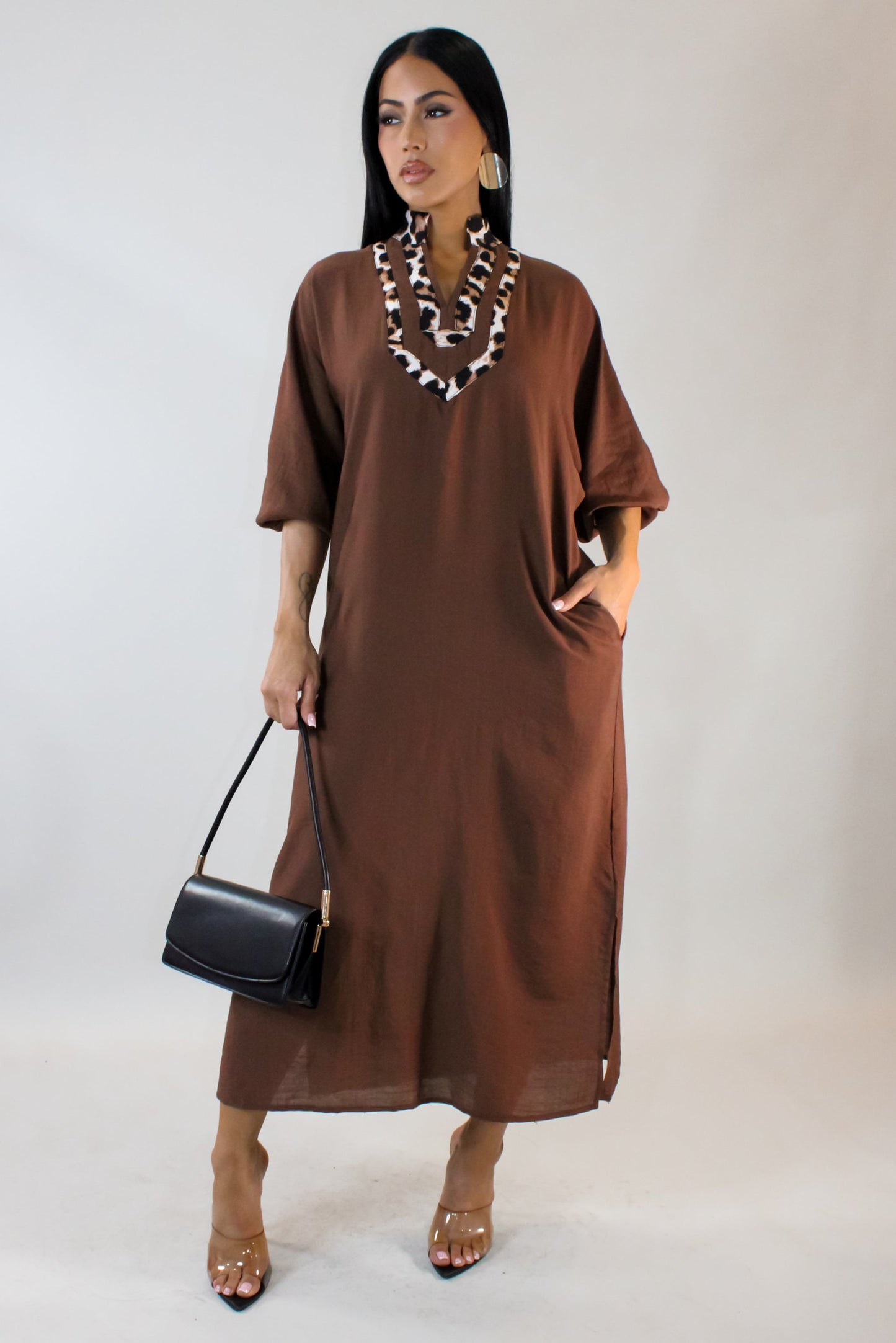 Keeping it Simple Loose Dress- Brown