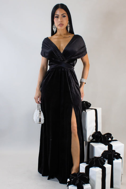 Bow Tie Me as a Present Maxi Dress- Black