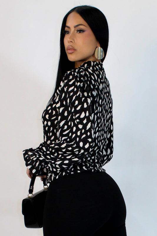 Jan's Blouse- Black/Cream